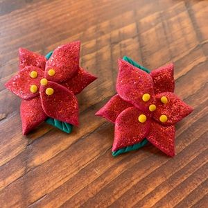 Poinsettia Clay Earrings